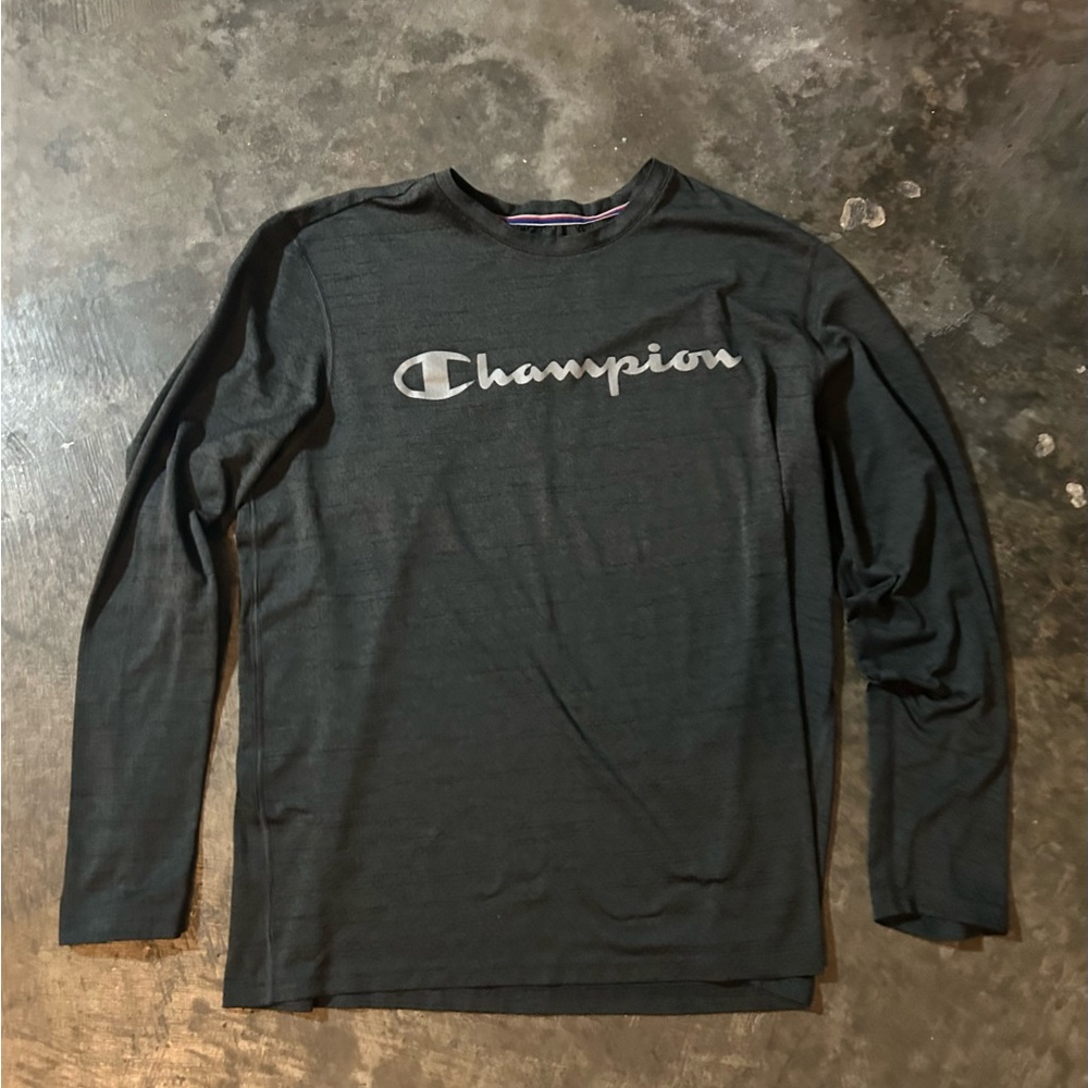 Champion Grey Long Sleeve Tee Athletic Style